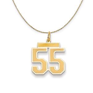 14k Yellow Gold, Jersey, Med Number 55 Necklace - 16 Inch